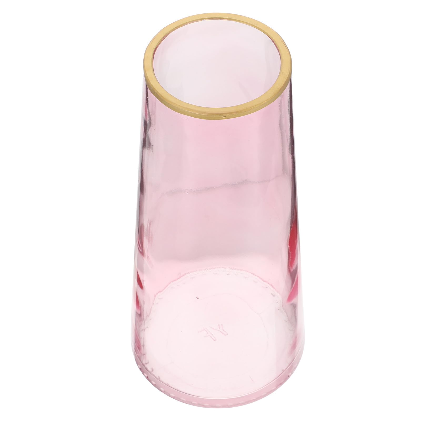 Jarrón de vidrio rosa para solucionar la falta de color en salas y despachos