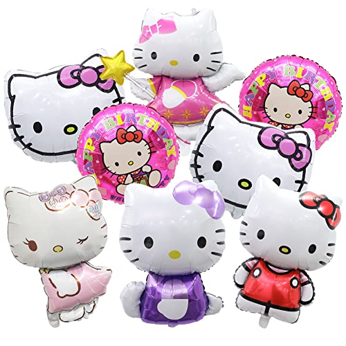 Hello Kitty Ballons Décorations de Fête Fournitures de Fête Anniversaire Ballon D'anniversaire Décoration Ensemble pour Fêtes, Anniversaire, Cérémonie de Mariage, Party, D'anniversaire 8Pcs