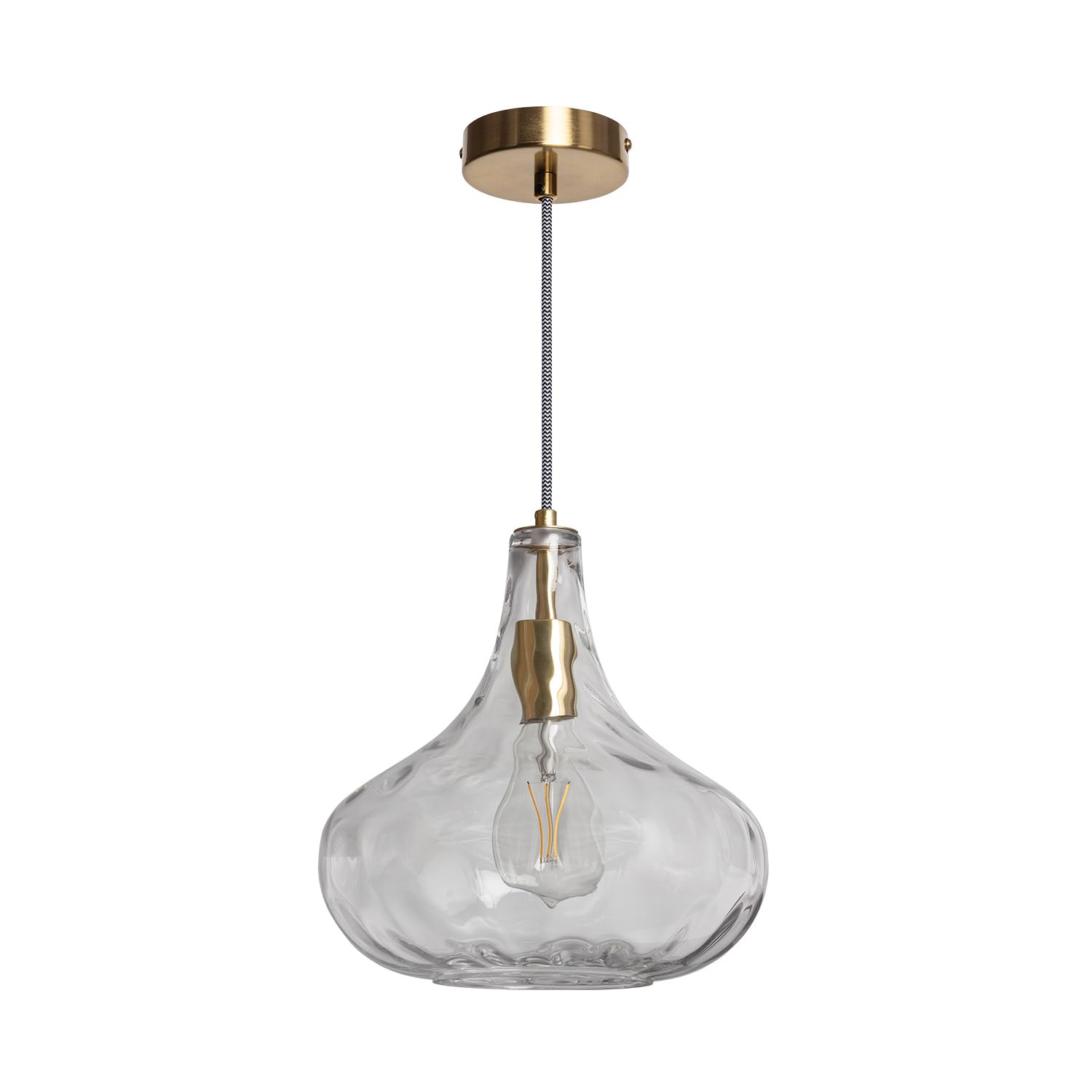 LEDKIA LIGHTING - Lámpara Colgante Cristal Tassel | Diseño Clásico y Elegante | IP20 para Interior | Compatible con Bombilla LED E27 | Uso en Salón, Dormitorio, Dorado, Cristal