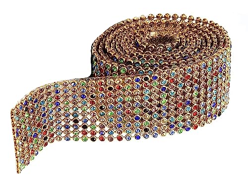 Image of Multi Colour Gold Stone Sheet or Stone Lace for Jewellery Making (1.25miters) 10 Lines Sheet