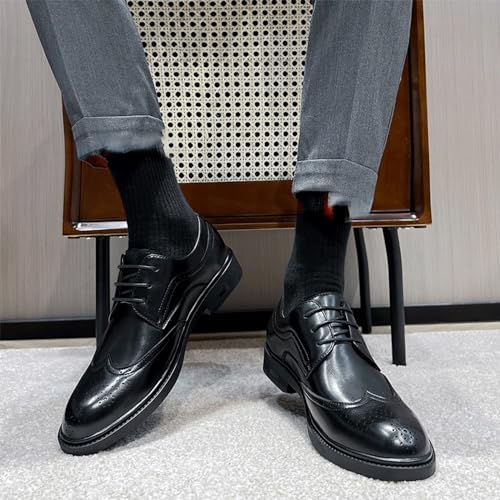 Men's Retro Business Casual Oxford Shoes Formal Tuxedo Shoes for Men Classic Breathable Black Leather2