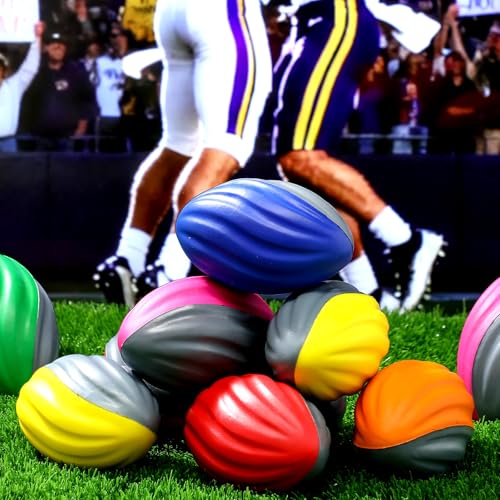 Image of Jerify 12 Pcs Mini Footballs for Kids Spiral Foam Football Bulk 5 Inch Soft Small Waterproof Foam Ball Sports Birthday Toddler Football for Indoor and Outdoor Game (Classic Colors)