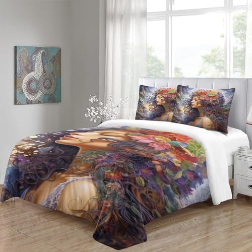 Housse de couette 220x240 imprimé 3D art fantastique avec fermeture éclair et taies