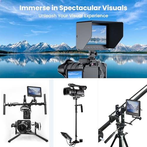 Eyoyo 03US-CP5B0169 7 Inch Camera Field Monitor, 1024X600 External Video Monitor With Sunshade Hd Ips Screen Photography Monitor Hdmi Av Input Support 1080P For Dslr Cameras thumb #3