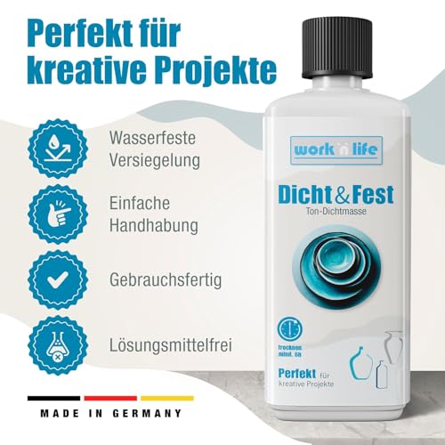 Tondicht Versiegelung 250ml - Premium Keramik Versiegelung für Ton Beton Terrakotta - Versiegelung für Ton - Tondicht wasserfest & lösungsmittelfrei - wasserfest versiegeln (250, Gramm)