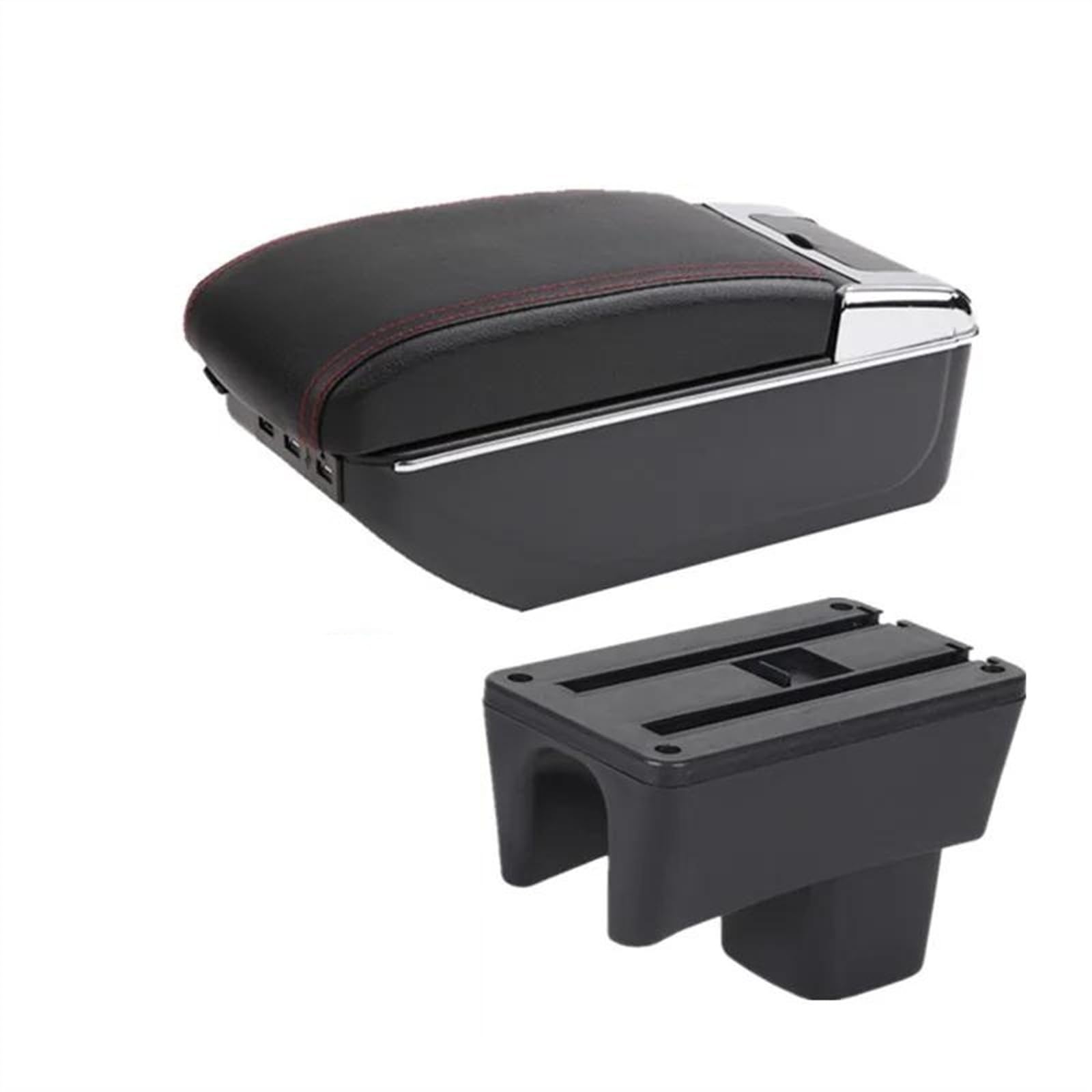 NMJLQW Storage Rack Car Armrest Box Accessories Interior Details Storage Box Retrofit Parts For Swift 2005-2024(D red line 7USB)