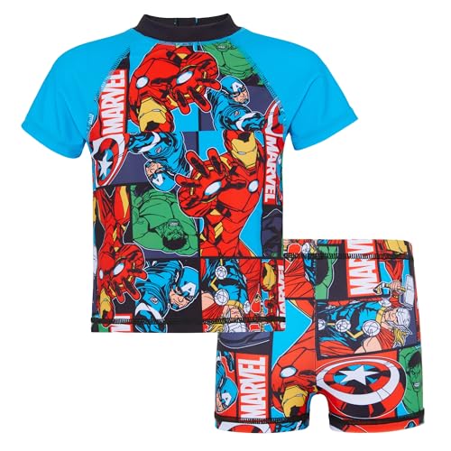 Bañador para niño de dos piezas de Los Vengadores de Marvel, ropa de baño infantil de Hulk y Thor