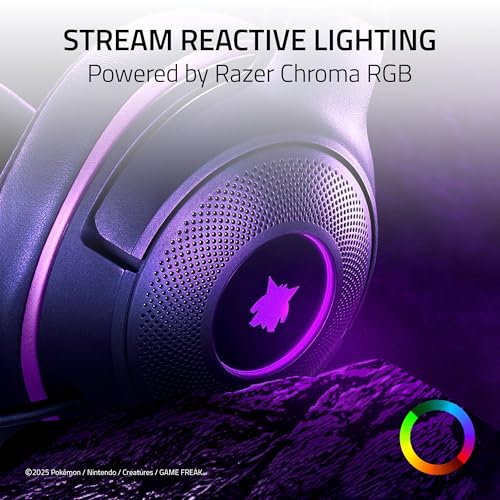 Image of Razer Kraken Kitty V2 USB Wired Headset: Gengar Spikes - Stream Reactive Lighting - HyperClear Cardioid Mic - 40 mm Drivers - 7.1 Surround Sound - Comfortable Ear Cushions - Pokemon Gengar Edition