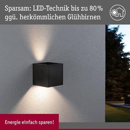 Paulmann 94847 LED Outdoor Wall luminaire Cybo IP44 2x2.5W 2x150lm dimmable 100x100mm Anthracite Aluminium RGBW - Image 2