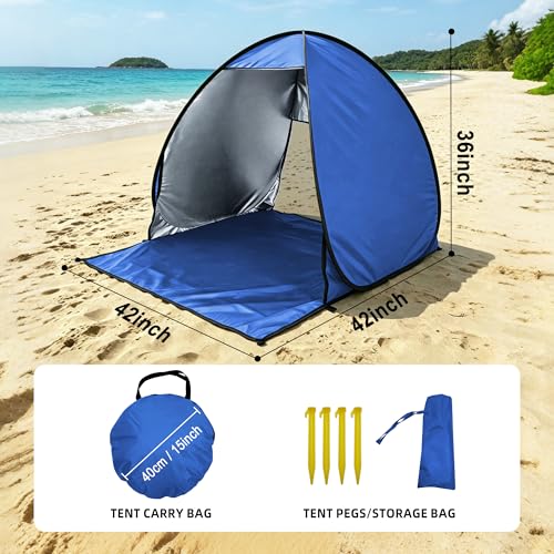 Image of NARMAY Camping Tent, Pop Up Beach Tent, Portable Sun Shelter for 1-2 Person with UPF 50+ UV Protection - Blue