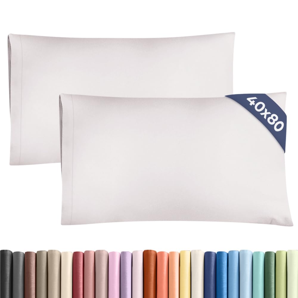 Kissenbezüge 40x80 cm Hellgrau im 2er-Pack - Weiche Kopfkissenbezüge aus Mikrofaser - Atmungsaktive, pflegeleichte und knitterfreie Kissenhüllen - Maschinenwaschbar mit Hotelverschluss - Oeko-TEX