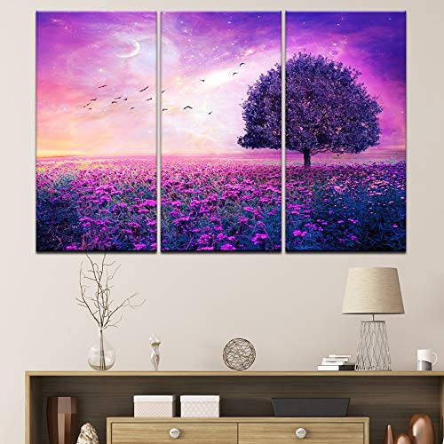 Tableau sur toile violet premium impression HD art mural triptyque