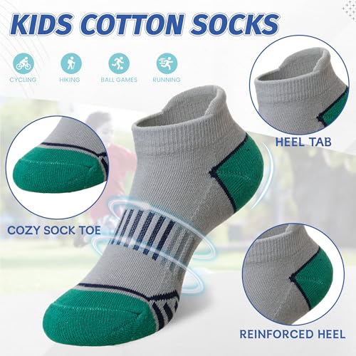 Image of SeeyAN Kids Socks Boys Ankle Athletic Half Cushioned Low Cut Sport Cotton Breathable Socks 6 Pairs