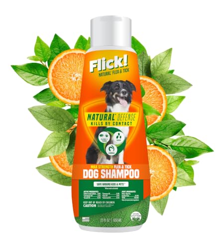 Flick! Max Strength Flea Shampoo for Dogs, Natural Flea and Tick Prevention for Dogs, Safe and Powerful Treatment & Control, Made in USA, 20oz