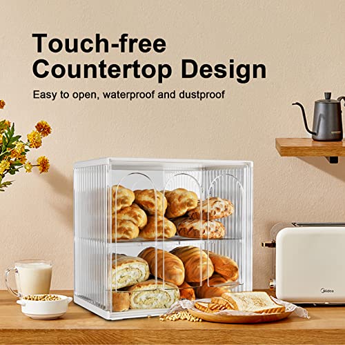 Hjw Stylish Bread Box For Kitchen Countertop - Clear Double Layered Bread Container For Freshness - Vintage Kitchen Decor Organizer And Bread Storage Solution #TOP4