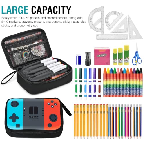 Image of Gamer Pencil Case for Boys - Large Kids Pencil Pouch with 4 Compartments, Wide Zipper Opening, Durable Wipable Fabric Easy to Clean, Soft School Supplies Box for Grades 1-6, Fits All Gear