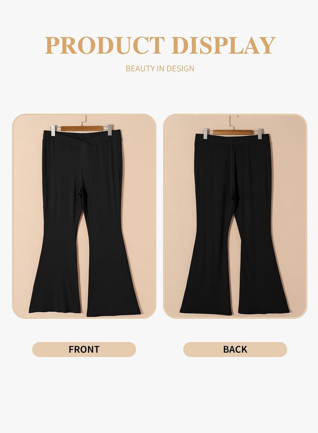 Eytino Plus Size Leggings for Women Elastic High Waisted Crossover Flare Pants Lounge Trousers(1X-5X) - Image 4