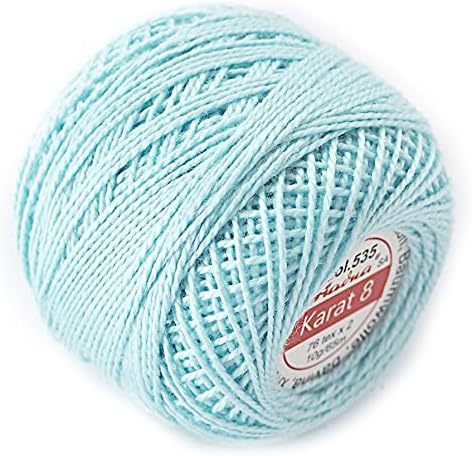 Cotton Crochet Embroidery Yarn 71yd/65m Quality Ball 0.35oz/10g Thread Floss Size 8 (White 0400)