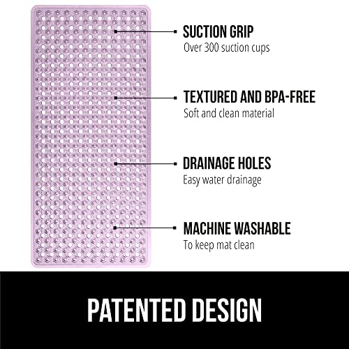 Gorilla Grip Patented Shower And Bath Mat, 35X16, Machine Washable Bathtub Mats, Extra Large Bathmat With Drain Holes And Suction Cups To Keep Floor Clean, Soft On Feet, Bathroom Accessories, Purple #TOP1