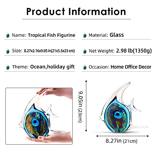 Eustuma Hand Blown Glass Tropical Fish Figurines Ornament,Sea Animal Sculpture For Fish Tank Aquarium,Sea Animals Collection For Birthday Gift,Glass Sculpture #TOP1