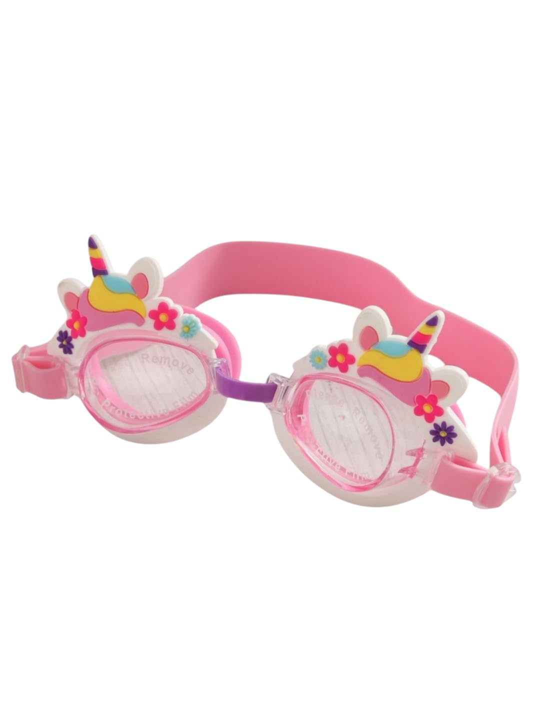 Yellow Bee Magical Unicorn Swimming Goggles with 3D Ears and Floral Décor for Girls, Pink-image-32