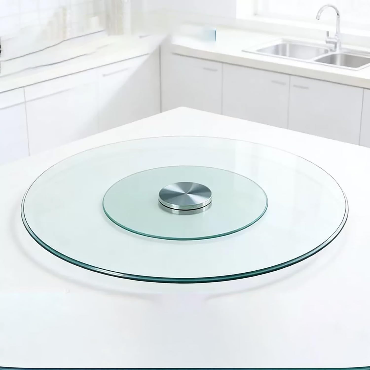 Plateau rotatif 360 en verre de 90cm pour de grands repas de fête