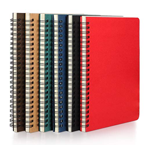 Spiral Ruled Notebook, EUSOAR A5 6 packs 5.5x8.3" Lined Travel Writing Notebooks Journal, Memo Notepad Sketchbook, Students College Office Business Subject Diary Ruled Spiral Book Journal-6 Colors
