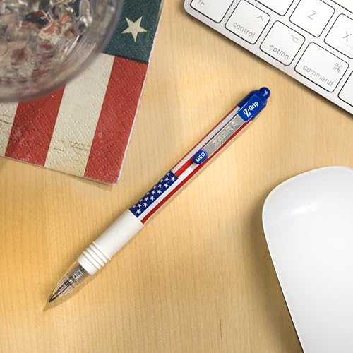 Zebra Pen Z-Grip Retractable Ballpoint Pen, 12-Pack American Flag Barrel, Black Ink, Medium Point 1.0mm, Soft Grip, Stylish Patriotic Design, Smooth Writing Pens (21775) - Thumbnail 3