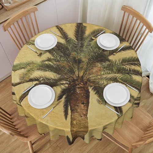 Nappe ronde en polyester 150 cm imperméable à motif palmier tropical