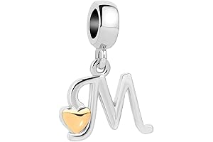 Golden Heart Alphabet Charms for Jewelry