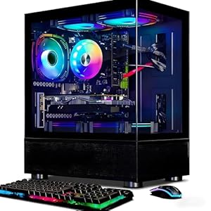 STGAubron Computadora de escritorio para videojuegos, Radeon RX 580 16G, Intel 10ª generación G5905 3.5G, 16G RAM, 512G SSD, WiFi 6, BT 5.0, ventilador RGB x 5, Windows 11 Home