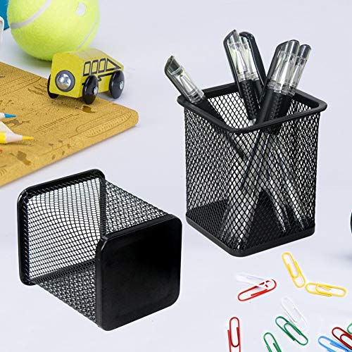 Duofire Pen Holder 4 Pack Desk Organizers Metal Mesh Pencil Holder Black Square Pencil Cup #TOP6