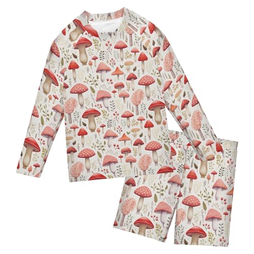 Mushroom Toddler and Baby Boys' 2-Piece Swimsuit Trunk, Long Sleeve Rashguard Bathing Suit B0402887