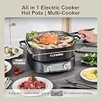 Electric Hot Pot 6-Quart & Multi-Cooker | Non-Stick Electric Skillet with PFOA-Free Ceramic-Coated Pot, 3 Power Settings & Timer, 1600W for Family Meals - Image 2