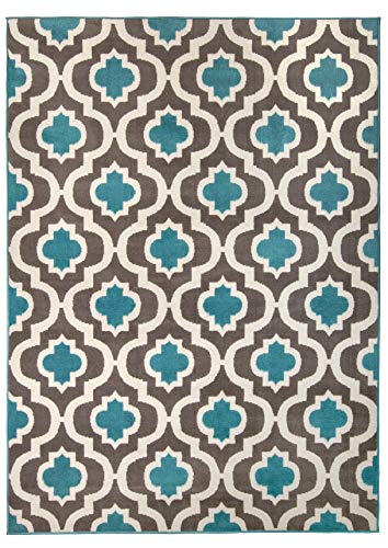 Antep Rugs Kashan King Collection Trellis Polypropylene Indoor Area Rug (Blue/Cream, 5' x 7') - Thumbnail 3