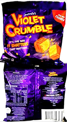 Violet Crumble 170 Grams x Two Multi Packs (340g total). Bite size Honey Comb Chunks Coated in Dairy Milk Chocolate. Imported from Australia