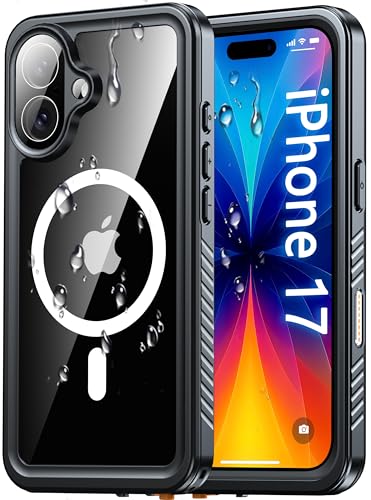 Oterkin Waterproof Case for iPhone 17 Case Compatible with MagSafe, Full Body Rugged iPhone 17 Phone Case with Built-in HD Screen & Lens Protector [15FT Military] iPhone 17 6.3'' 2025 Case (Black)