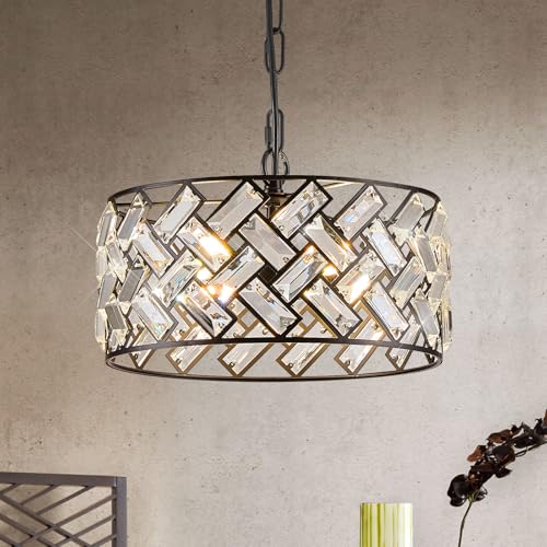 Suspension en cristal noir de style moderne et chic pour salon et foyer