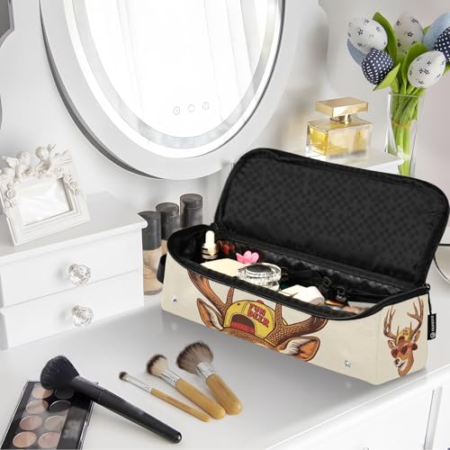 Hair Tool Travel Bag with Heat Resistant Mat Portable Travel Carrying Case for Curling Iron Straightener Flat Hair Dryer,Deer Head Retro Portable Organizer miniatura 7