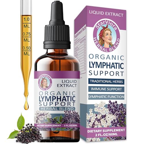 StarViora Lymphatic Support Drops - Organic Herbal Formula with Echinacea,Elderberry &Blue Vervain- Liquid Wellness Support for Lymph Flow & Immune Balance- Vegan, Non-GMO,2 fl oz