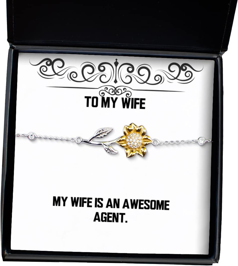 Sarcasm Wife, My Wife is an Awesome Agent, Holiday Sunflower Bracelet for Wife