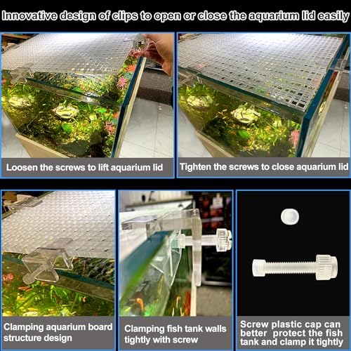 6 pcs Aquarium Lid Clips - Rimless Tank Support Holders