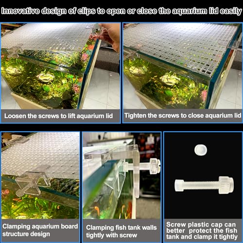 Weramics 4 Aquarium lid Hood Fish Tank top Cover Terrarium lid Plastic Grid Panel Egg Crate Grate 6 Aquarium Glass Cover Board Clip by Weramics - Image 2