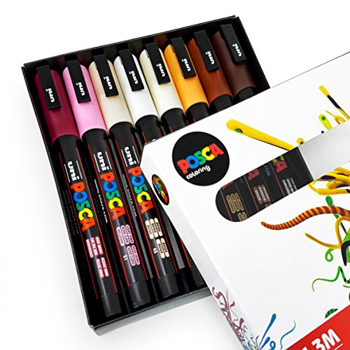 POSCA Colouring - PC-3M Skin Tones - Set of 8 - in Gift Box - //coolthings.us