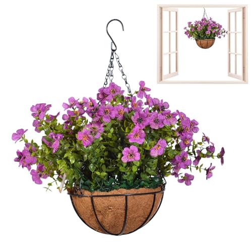 Flores artificiales colgantes, Planta colgante de flores falsas, Flores artificiales al aire libre para bodas, Adorno colgante de flores falsas para sala de estar, para interior, porche, Patio, jardín