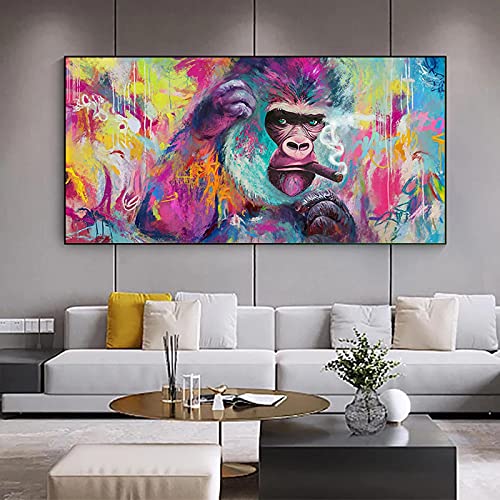 Peinture Gorille Graffiti 80x160 cm sans cadre affiche murale créative pour salon