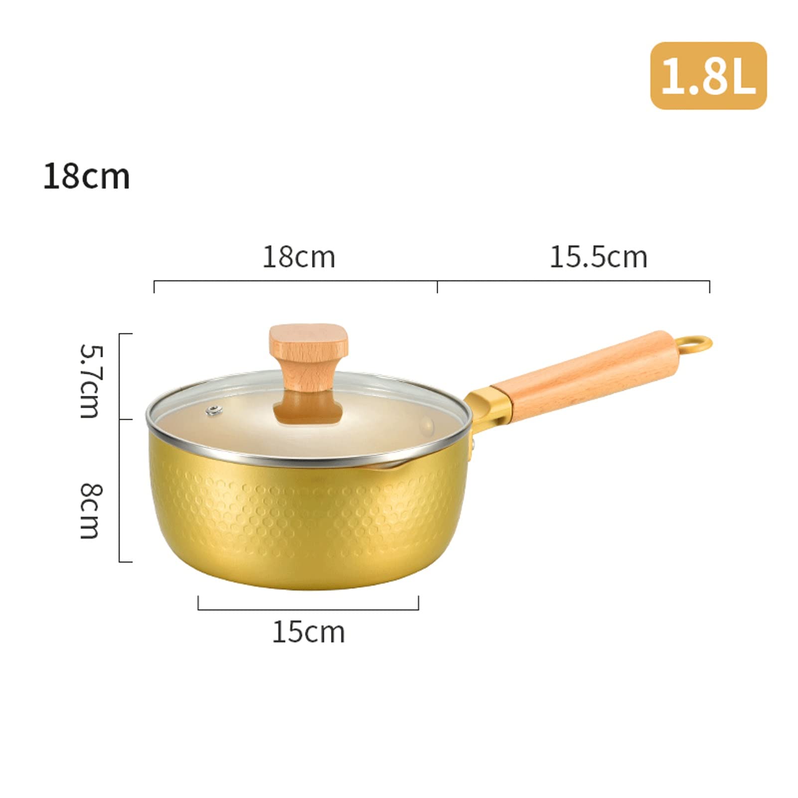 Nieprzywierająca patelnia do gotowania woka, mały garnek do zupy, smażenia, równomiernego ogrzewania, ergonomiczny uchwyt do kuchenek gazowych, 18 cm
