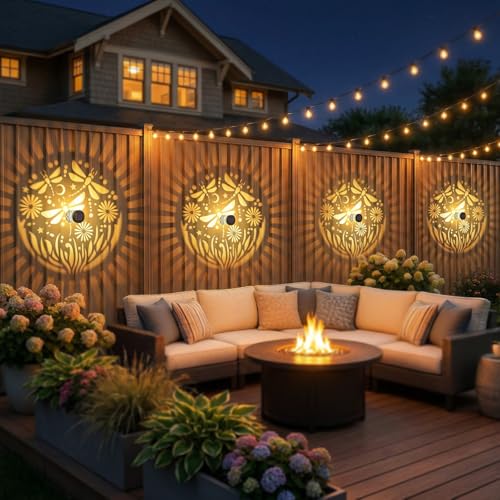 Applique murale solaire libellule en métal étanche pour terrasse et jardin (Lot de 2) - 5