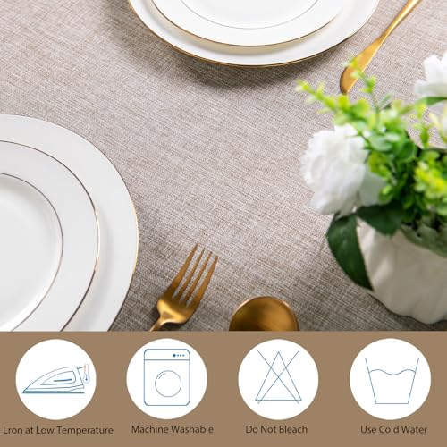 XWZO 2 Pack Faux Linen Square Tablecloth - Wrinkle Free and Washable Table Cloth for Kitchen Dining Outdoor Picnic Solid Color Table Cover for Farmhouse, Birthday Parties, Stone, 60 x 60 Inch by XWZO - Image 6