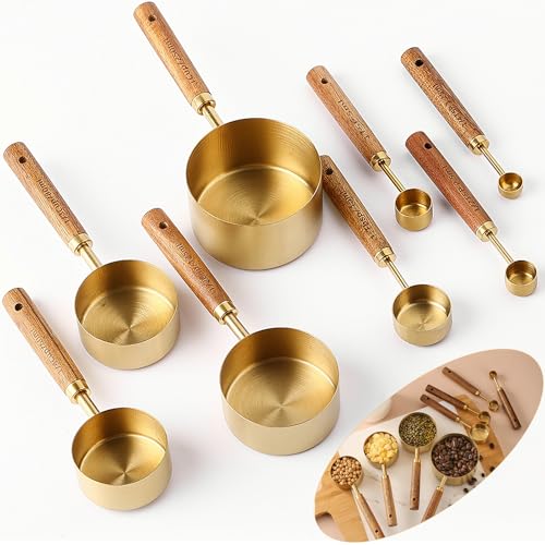 8Pcs Measuring Cups and Spoons Set - Golden...